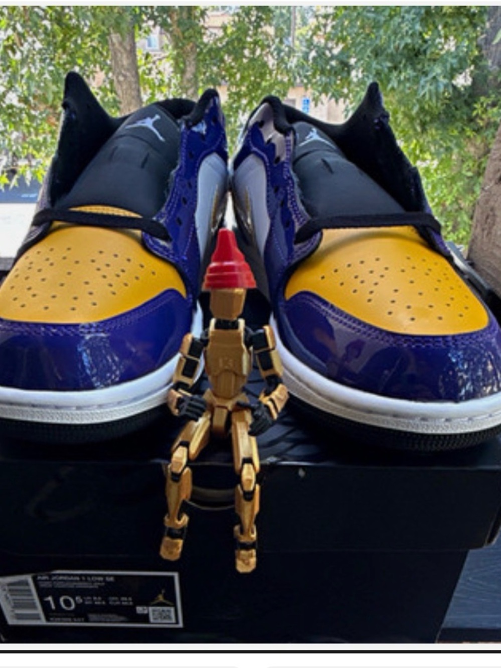 Jordan Low-Top Sneakers in Yellow, Purple & Black